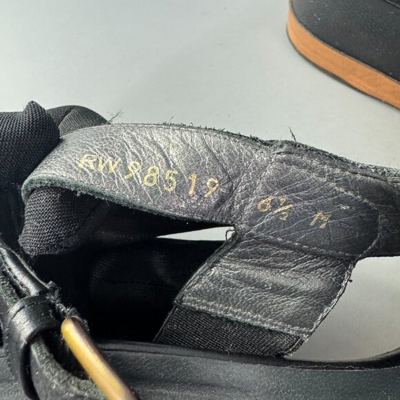 Stuart Weitzman Women's Black Slingback Leather Platform Wedge Sandals, Size 6.5 - Picture 12 of 12